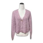 BB Dakota  Steve Madden Cardigan Sweater Marled V Neckline Button Down Pink W L Photo 1