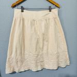 Merona Women Vintage Cream Embroidered A-Line Smocked Skirt Size 6 100% Cotton Photo 3