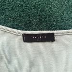 Teal Cropped Ruffle Sleeve Top Blue Photo 2