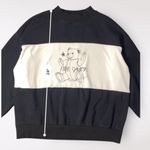 Pink Savior Teddy Bear Color Block Crewneck Womens Size Medium Black White Photo 3