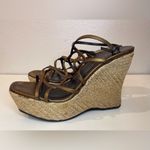 Donald J. Pliner Women’s Shaba Bronze Straps Platform Wedge Sandals Size 7.5 Gold Photo 1