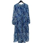 Joie  Limited Edition Hi-Lo Tiered Maxi Dress Size Large Blue Printed New‎ Photo 1