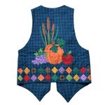 Handmade Vest Autumn Fall Embroidered Quilted Plaid Pumpkin Leaves 90’s M Medium Photo 0