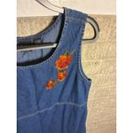 Erika  90's Dress Denim Blue Floral Embroidered Sleeveless Women's Size L Photo 2