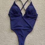 Navy Blue Strappy Notch V Photo 0