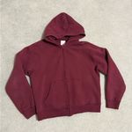 Aritzia Cozy Fleece Perfect Zip Hoodie size L sumac burgundy Photo 3