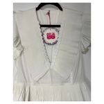 Celia B Bjorn Dress White Crisp Cotton Size Large NWT Pleated Ruffled Trim Photo 3