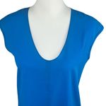 J. Crew Oversized Blue Cap Sleeve Shirttail V Photo 5