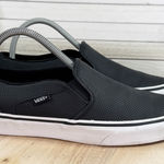 Vans Asher Perforated Leather Slip On Sneakers Black Womens 8 Photo 0