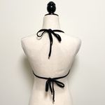 Ola Vida Blurred Geometric Plaid Sliding Triangle Halter Bikini Top NWT Small Black Photo 3