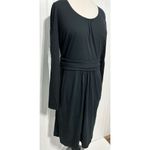 Boden Long Sleeve Sheath Mini Dress Cotton Accented Waist Pockets Knit Black 10 Black Photo 2