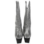 Steve Madden  West Silver Leather Pointed Toe Pull On Block Heel Western Boots 9M Photo 2