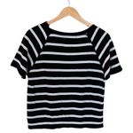 Chaser Striped Black Linen French Terry Sweatshirt Tee Raw Hem Short Sleeves XS Photo 3