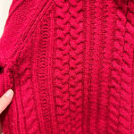 Alice + Olivia  Red Turtleneck Cropped Cable Knit Sweater women’s‎ size Large Photo 2