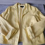 Talbots Linen Blazer Womens Size 16 Yellow Open Front Jacket Polyester Lining Photo 10