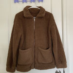 EUC | Women’s‎ fluffy teddy bear zip up jacket — small Brown Photo 0