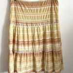 Vintage Y2K Tiered Maxi Skirt Cottagecore Boho Prairie Hippie Large Gold Photo 0