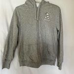 Disney Women's Gray Zip Up Hoodie Jacket Size M Mickey Mouse Theme Sherpa lined Photo 0