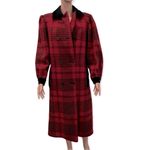 GUY LAROCHE Paris Vintage Double Breasted Long Plaid Wool Coat Size 40/M Classic Red Size M Photo 3
