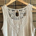 French Laundry  Womens Tank Dress Small Beige Embroidered Ribbed Boho Photo 5
