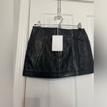 Acne Studios Low Rise Paneled 100% Leather Miniskirt In 900 Black Photo 8