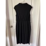 Ann Taylor  Factory Black Mock Neck Cap Sleeve Ruched Waist Midi Dress Size 14 Photo 3