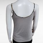 Daytrip  Tan Gray Speckled Tiered Ruffle Zip Front Knit Back Tank Size XS Photo 4
