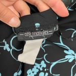 City Triangles VTG Y2K  Black Floral Strapless Ruched Shark Bite Hem Midi Dress S Photo 3