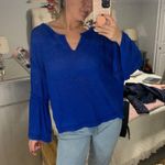 Free People  blue dahlia thermal bell sleeve top Photo 5