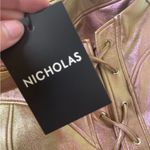 Nicholas Sofie Metallic Rose Wrap Style Lace Up Mini Skirt Size 4 Photo 4