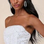 Lulus Essential Glamour White Sequin Pearl Strapless Mini Dress Medium NWOT Photo 2