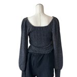 Free People NWT Katie Mix Stitch Square Neck Sweater Medium, BLACK COMBO Photo 12