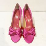 Kate Spade  Satin Pink And Red Bow Open Toe High Heels Pumps Size 8.5B Photo 1