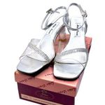 Mister Loren's Slingback Dressy Heels Size 9 Silver Clear Lucite Rhinestone New Photo 0