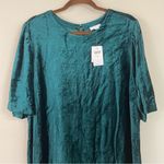 NWT J. Jill Velvet Short‎ Puff Sleeves Crewneck Knee Length Shift Dress Size XL Blue Photo 4