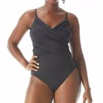 Coco reef  Contours One Piece Swimsuit Wrap Mesh Panels V Neck Black 10/34C/D Photo 0