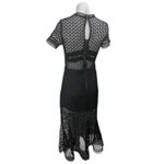 RoseLani Black Cutout Lace Overlay High Neck Short Sleeve Midi A Photo 1