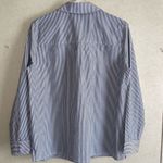 COURT & ROWE Blue and White Striped Shirt with Pink Collar Size M Photo 1