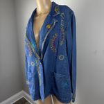Two Twenty Sz M Embroidered Denim Jacket Western Aztec Southwestern Jean Coat Blue Size M Photo 4