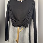 Bar III  cropped crossover black long sleeve top. Size medium, like new! Photo 4
