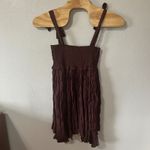 Urban Outfitters NEW  Smocked Tie Strap Pleated Baby Doll Brown Dress Size‎ Large Photo 3
