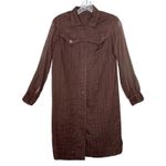 Vintage 1970s Brown sheer Western Shirt Dress Button Front Midi Duster” small Photo 1
