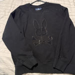 Psycho Bunny Black Women's Sweatshirt with Rhinestone Bunny Skull Design Size Medium Photo 0
