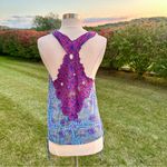 Free People Mosaic Tank Top Contrasting Cut Out Flower Racer Back A-Line Medium Photo 4
