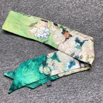 Summer Retro Hair Tied Oil Painting Long Silk‎ Scarf Band Braided Chiffon new Green Photo 3