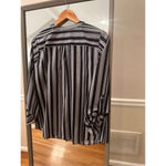 Ny Collection  Petite Button Up Shirt Black White Large Photo 3