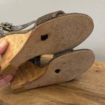 Stuart Weitzman Gold Silver Glitter Cork Wedge Ankle Strap Women’s Photo 2