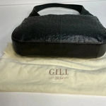 GILI Ostrich Leather Hobo Bag Stirrup Black NWOT Dust bag Shoulder Purse Handbag Photo 4
