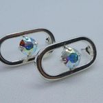 Handcrafted earrings with AB Swarovski crystal Silver Photo 4