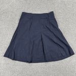 Eileen Fisher Skirt Large L Navy Blue Linen Blend Pleated Knee Length Womens Photo 1
